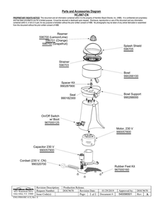 Diagram Diagram and Parts List for HCJ967-CN  Hamilton Beach Juicer